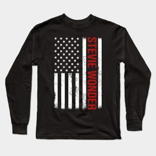 Graphic Stevie Wonder Proud Name US American Flag Birthday Gift Long Sleeve T-Shirt